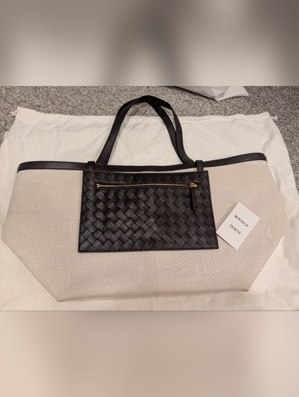 Bottega Veneta Large Flip Flap Tote In Fondant And Natural Canvas
